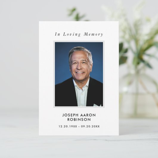 シンプル追悼写真悔やみや弔慰記念祈りの言葉カード (スタンド正面)