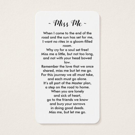 シンプル追悼写真悔やみや弔慰記念祈りの言葉カード (裏面)