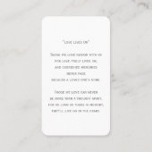 シンプル追悼写真悔やみや弔慰記念祈りの言葉カード 名刺 (裏面)