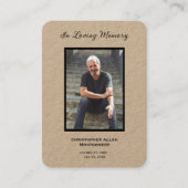 シンプル追悼写真悔やみや弔慰記念祈りの言葉カード 名刺 (正面)