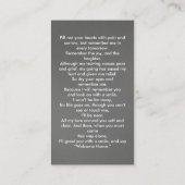 シンプル追悼写真悔やみや弔慰記念祈りの言葉カード 名刺 (裏面)