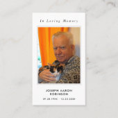 シンプル追悼写真悔やみや弔慰記念祈りの言葉カード 名刺 (正面)