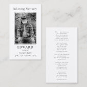 シンプル追悼写真悔やみや弔慰記念祈りの言葉カード 名刺 (正面/裏面)