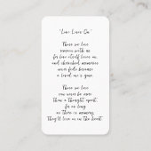 シンプル追悼写真悔やみや弔慰記念祈りの言葉カード 名刺 (裏面)