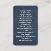 シンプル追悼写真悔やみや弔慰記念祈りの言葉カード 名刺 (裏面)