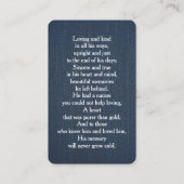 シンプル追悼写真悔やみや弔慰記念祈りの言葉カード 名刺 (裏面)