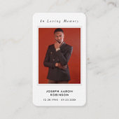 シンプル追悼写真悔やみや弔慰記念祈りの言葉カード 名刺 (正面)