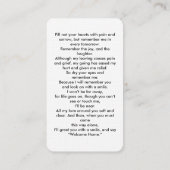 シンプル追悼写真悔やみや弔慰記念祈りの言葉カード 名刺 (裏面)