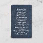 シンプル追悼写真悔やみや弔慰記念祈りの言葉カード 名刺 (裏面)