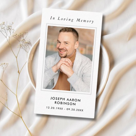 シンプル追悼写真悔やみや弔慰記念祈りの言葉カード 名刺