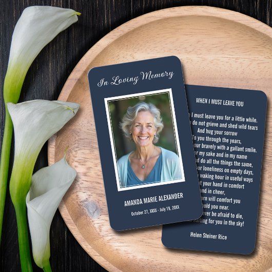 シンプル追悼写真悔やみや弔慰記念祈りの言葉カード 名刺