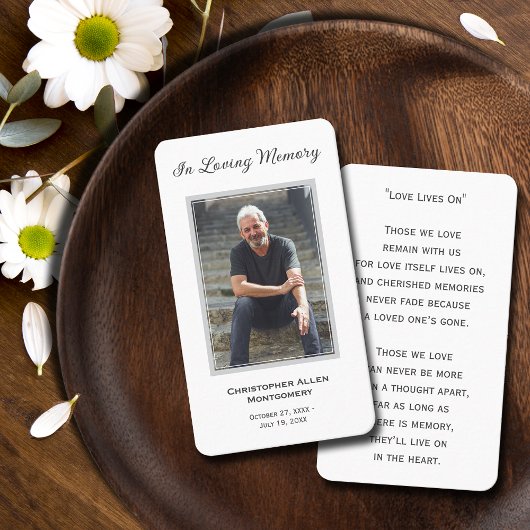 シンプル追悼写真悔やみや弔慰記念祈りの言葉カード 名刺