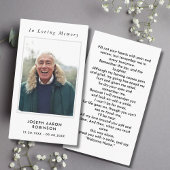 シンプル追悼写真悔やみや弔慰記念祈りの言葉カード 名刺