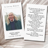 シンプル追悼写真悔やみや弔慰記念祈りの言葉カード 名刺