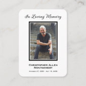 シンプル追悼写真悔やみや弔慰記念祈りの言葉カード 名刺 (正面)