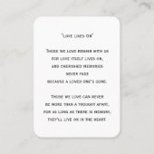 シンプル追悼写真悔やみや弔慰記念祈りの言葉カード 名刺 (裏面)