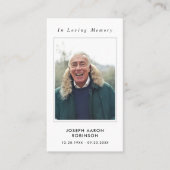 シンプル追悼写真悔やみや弔慰記念祈りの言葉カード 名刺 (正面)