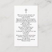 シンプル追悼写真悔やみや弔慰記念祈りの言葉カード 名刺 (裏面)