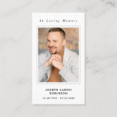 シンプル追悼写真悔やみや弔慰記念祈りの言葉カード 名刺 (正面)