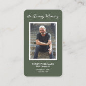 シンプル追悼写真悔やみや弔慰記念祈りの言葉カード 名刺 (正面)