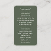 シンプル追悼写真悔やみや弔慰記念祈りの言葉カード 名刺 (裏面)