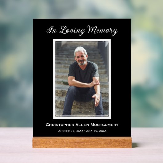 シンプル追悼写真悔やみや弔慰記念 アクリルサイン (ニュートラル)