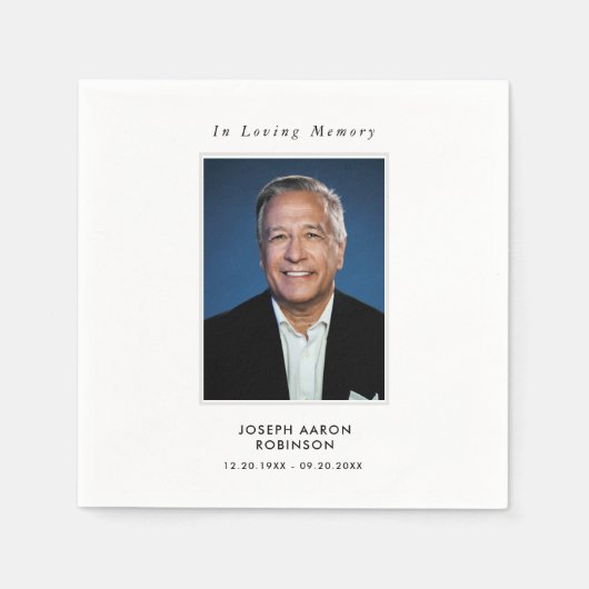 シンプル追悼写真悔やみや弔慰記念 スタンダードカクテルナプキン (正面)