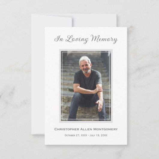 シンプル追悼写真悔やみや弔慰記念 ノートカード (正面)