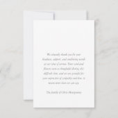 シンプル追悼写真悔やみや弔慰記念 ノートカード (裏面)