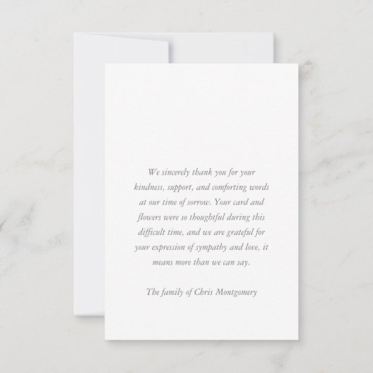 シンプル追悼写真悔やみや弔慰記念 ノートカード (裏面)