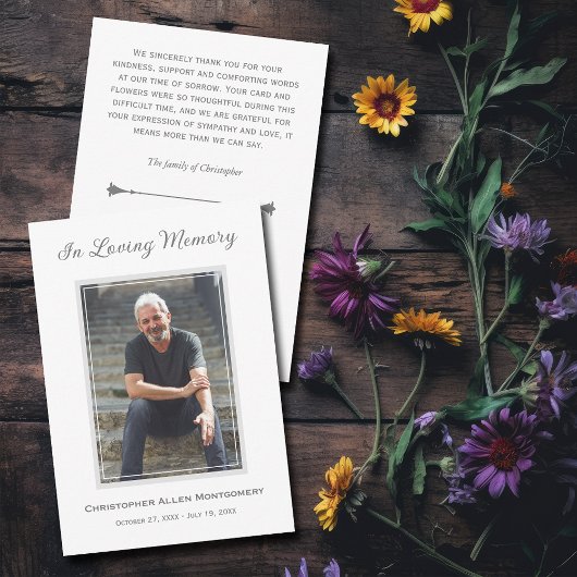 シンプル追悼写真悔やみや弔慰記念 ノートカード