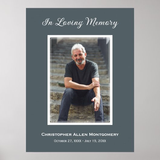 シンプル追悼写真悔やみや弔慰記念 ポスター (正面)