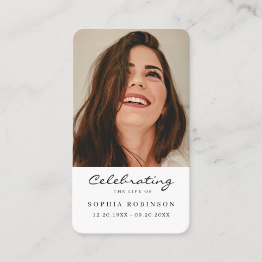 シンプル追悼写真祈りの言葉カード 名刺 (正面)