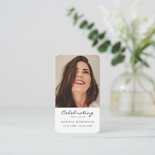 シンプル追悼写真祈りの言葉カード 名刺 (スタンド正面)