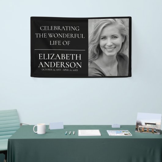 シンプル追悼写真 横断幕 (トレードショー)