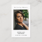 シンプル追悼記念祈りの言葉カード 名刺 (正面)