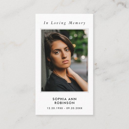 シンプル追悼記念祈りの言葉カード 名刺 (正面)