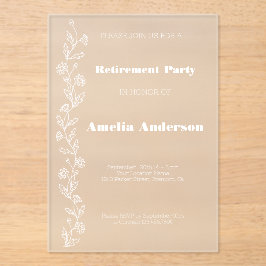 シンプル退職ドードルデイジー アクリル招待状