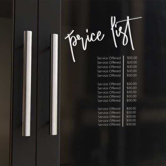 シンプル透明メイクアップアーティストサロン価格表 ウィンドウサイン