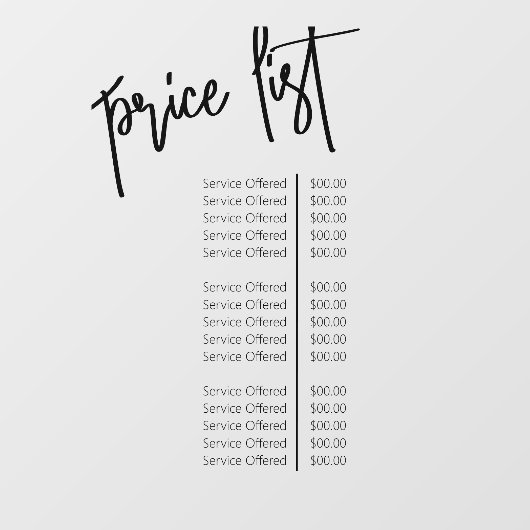 シンプル透明メイクアップアーティストサロン価格表 ウィンドウサイン (シート)