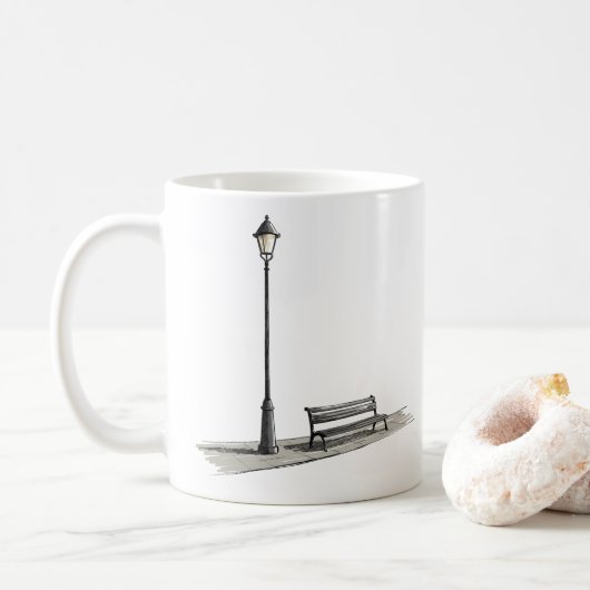 シンプル通りランプ及び招へいベンチ コーヒーマグカップ (ドーナツ)