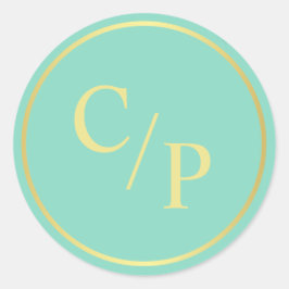 シンプル造幣局と金ゴールドとモノグラム ラウンドシール