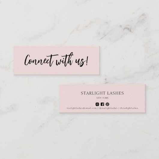 シンプル連絡ミニマルバラとUs Insert付き スキニー名刺 (正面/裏面)