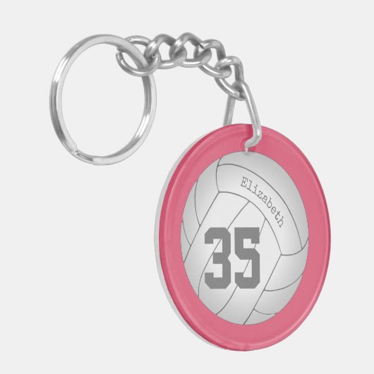 シンプル選手の名前/番号を持つバレーボールバッグラベル キーホルダー (正面左)