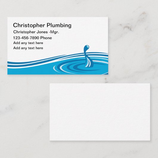 シンプル配管工の新しい名刺の水漏れ 名刺 (正面/裏面)