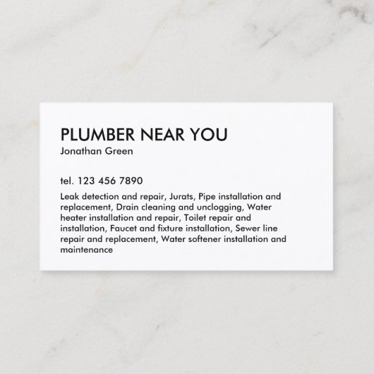 シンプル配管工 名刺 (裏面)