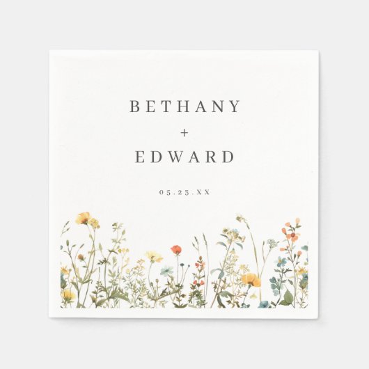 シンプル野結婚花 スタンダードカクテルナプキン (正面)