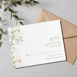 シンプル野結婚花 出欠カード