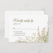 シンプル野花。エアイエレガントウェディングRSVP 出欠カード (正面/裏面)