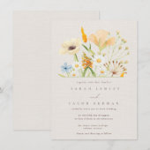 シンプル野草植物性結婚植物 招待状 (正面/裏面)